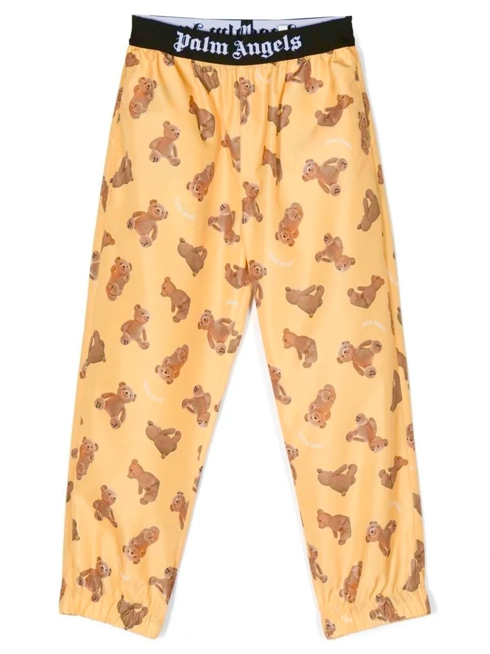 Palm Angels Kids sz 10 Yellow Brown Teddy Bear Print Pajama Bottoms Joggers NEW